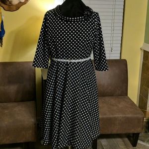 Navy and white polka dot vintage style dress